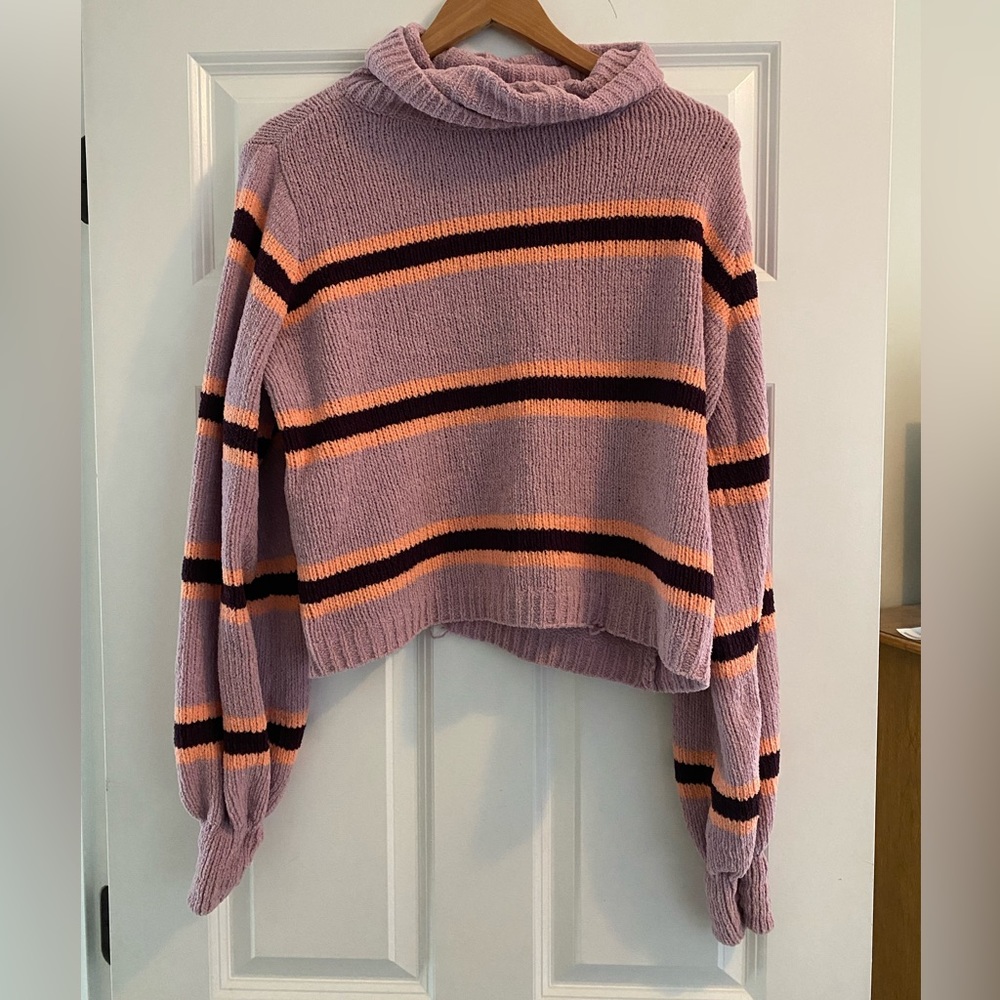 Wild Fable color block, striped mock neck sweater.